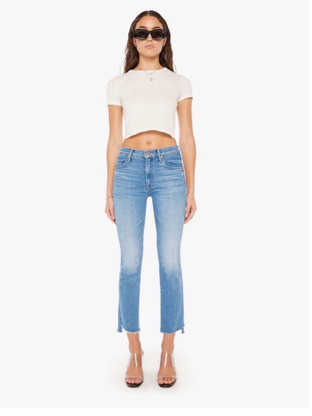 MOTHER Insider Crop Step Fray Jeans Limited Edition High Waist Bootcut Size 26